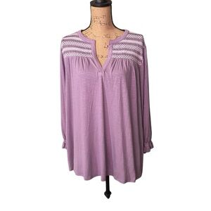 Lane Bryant Lavender Blouse with White Detailing‎